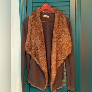 Hollister faux fur open cardigan